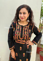 Aalia Cotton Multi Black Chikankari Kurti